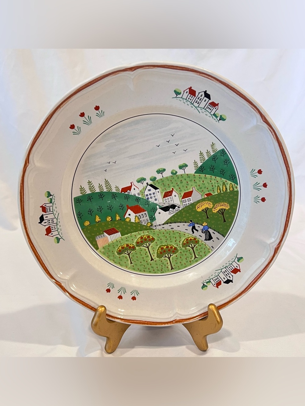 Newcor Country Village #627 Vintage Stoneware Dinner Plate Japan 10.5”